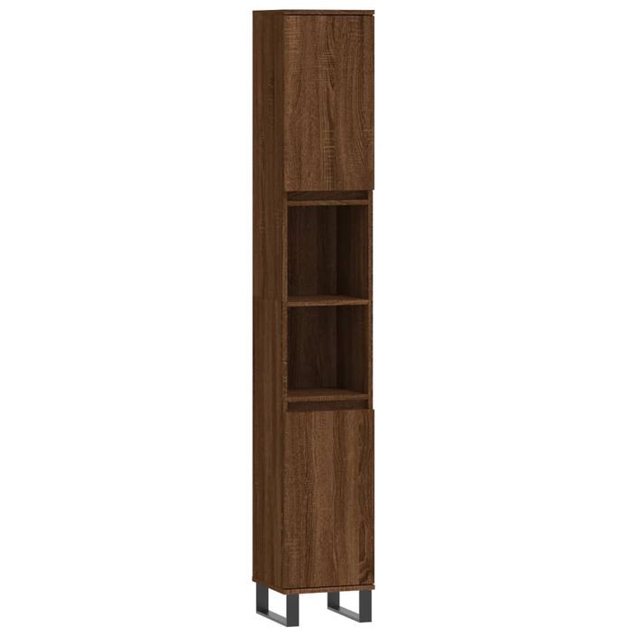 Armoire de bain chêne marron 30x30x190 cm bois d'ingénierie - Photo n°1