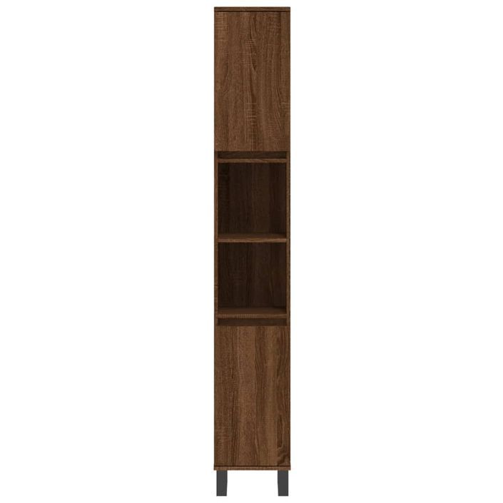 Armoire de bain chêne marron 30x30x190 cm bois d'ingénierie - Photo n°5