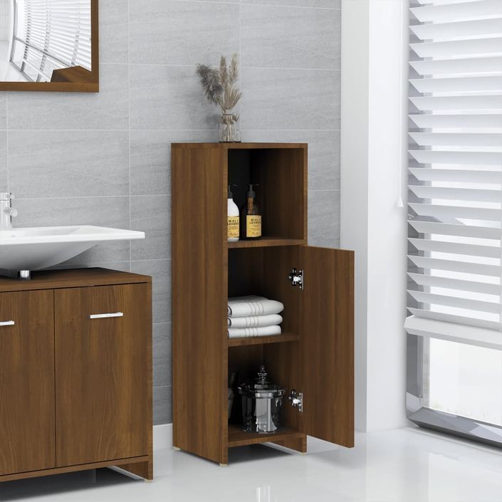 Armoire de bain Chêne marron 30x30x95 cm Bois d'ingénierie - Photo n°4