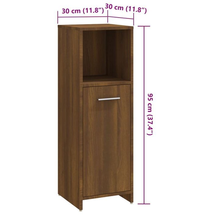 Armoire de bain Chêne marron 30x30x95 cm Bois d'ingénierie - Photo n°10