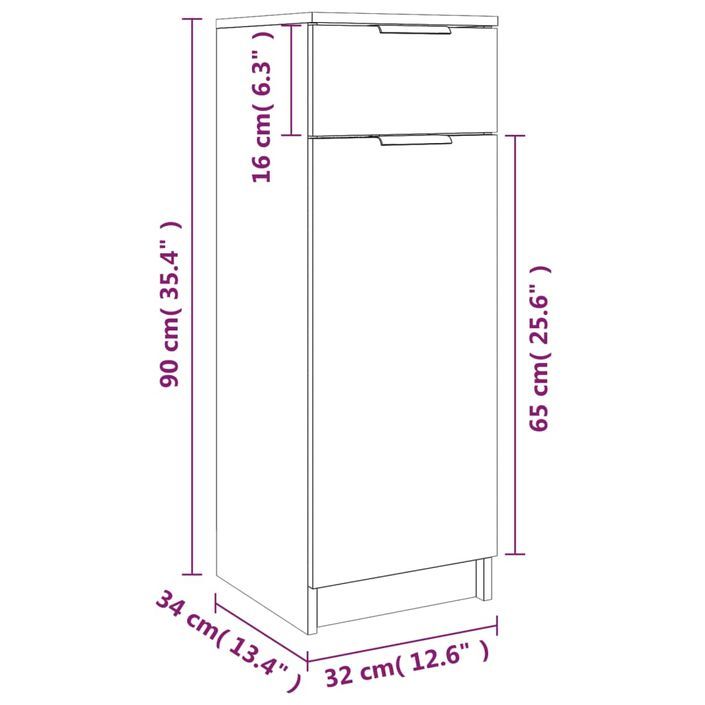 Armoire de bain Chêne marron 32x34x90 cm Bois d'ingénierie - Photo n°10