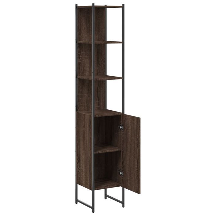 Armoire de bain chêne marron 33x33x185,5 cm bois d'ingénierie - Photo n°5