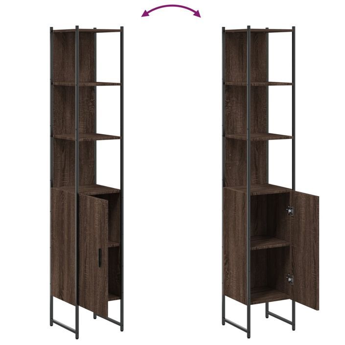 Armoire de bain chêne marron 33x33x185,5 cm bois d'ingénierie - Photo n°9