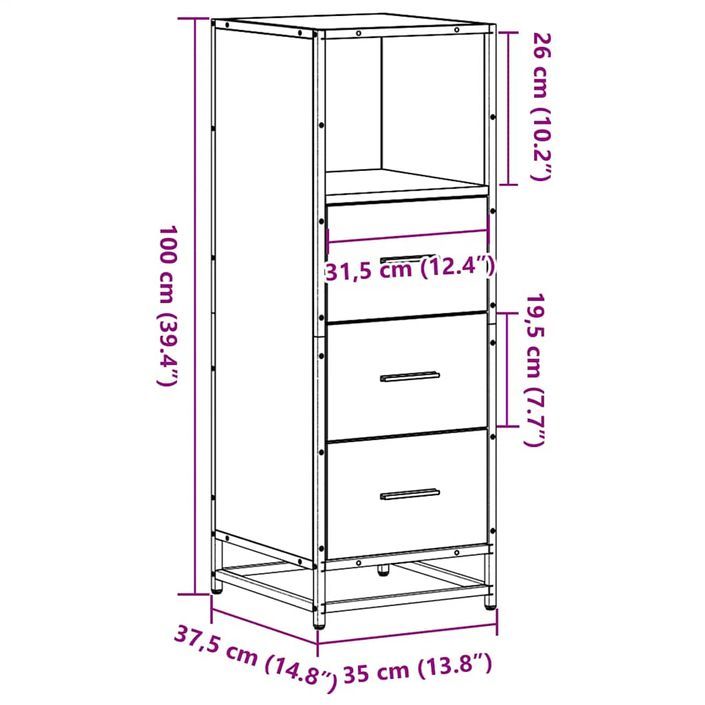 Armoire de bain chêne marron 35x37,5x100 cm bois d'ingénierie - Photo n°11