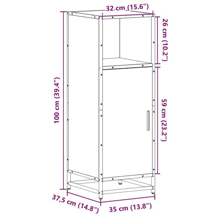 Armoire de bain chêne marron 35x37,5x100 cm bois d'ingénierie - Photo n°12