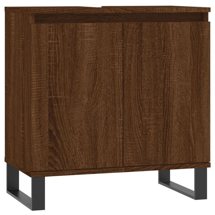 Armoire de bain chêne marron 58x33x60 cm bois d'ingénierie - Photo n°1