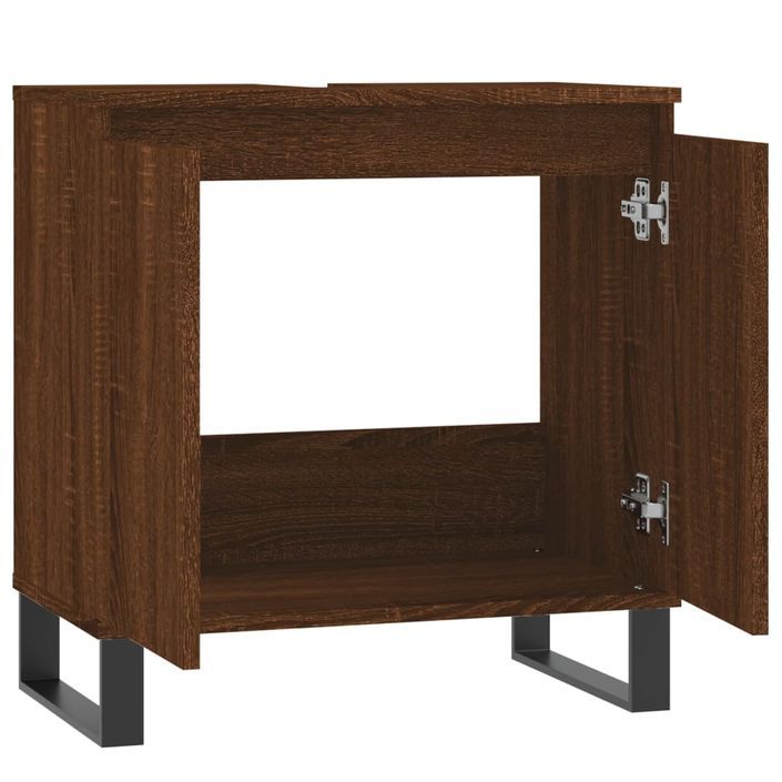 Armoire de bain chêne marron 58x33x60 cm bois d'ingénierie - Photo n°5