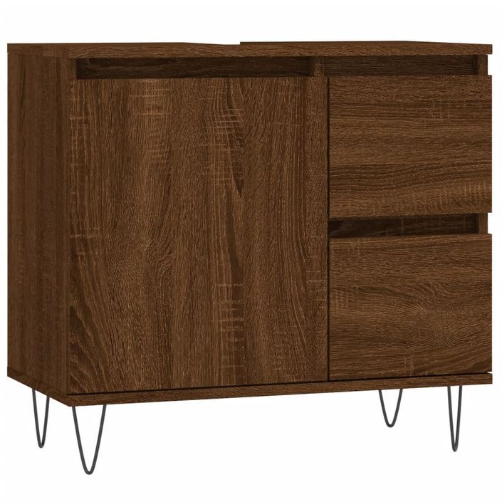 Armoire de bain chêne marron 65x33x60 cm bois d'ingénierie - Photo n°1