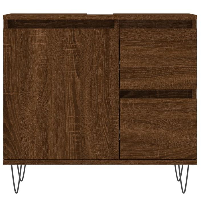 Armoire de bain chêne marron 65x33x60 cm bois d'ingénierie - Photo n°5