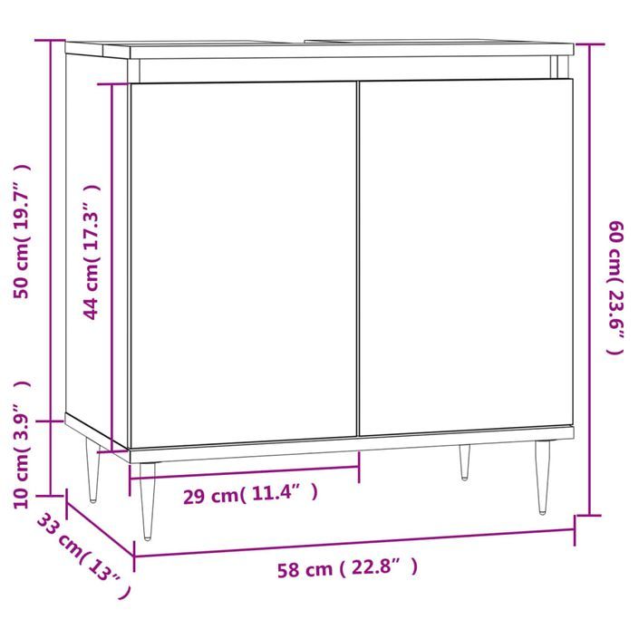 Armoire de bain chêne sonoma 58x33x60 cm bois d'ingénierie - Photo n°10