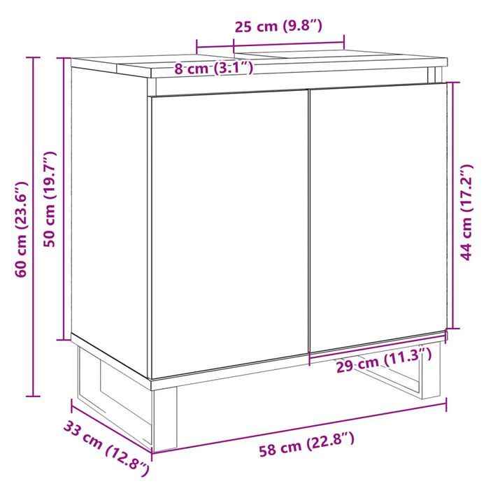 Armoire de bain chêne sonoma 58x33x60 cm bois d'ingénierie - Photo n°9