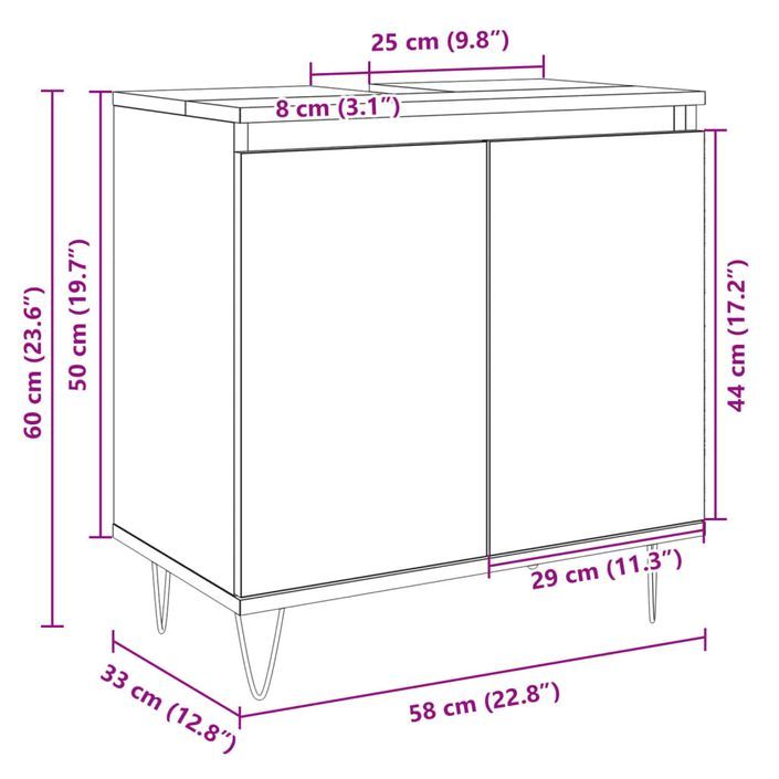 Armoire de bain chêne sonoma 58x33x60 cm bois d'ingénierie - Photo n°9