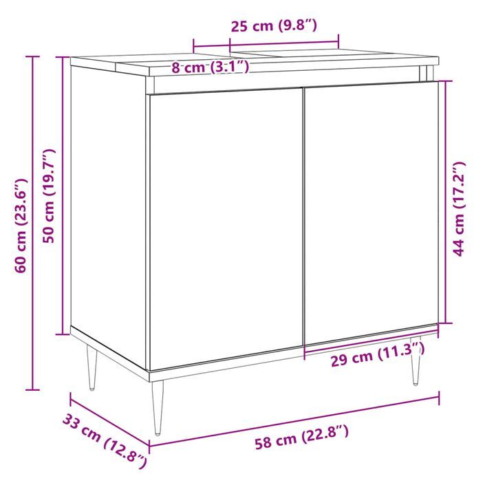 Armoire de bain chêne sonoma 58x33x60 cm bois d'ingénierie - Photo n°9