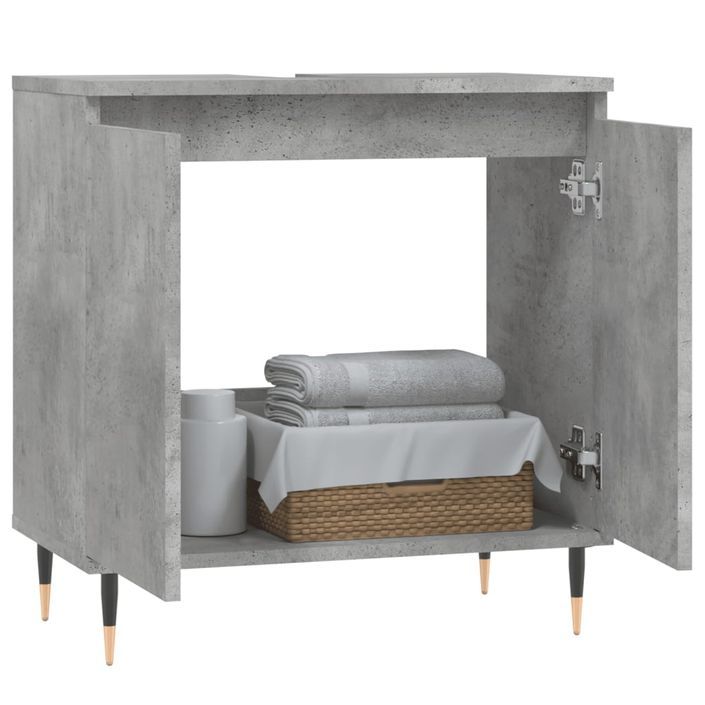 Armoire de bain gris béton 58x33x60 cm bois d'ingénierie - Photo n°3