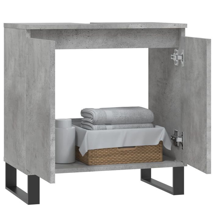 Armoire de bain gris béton 58x33x60 cm bois d'ingénierie - Photo n°3