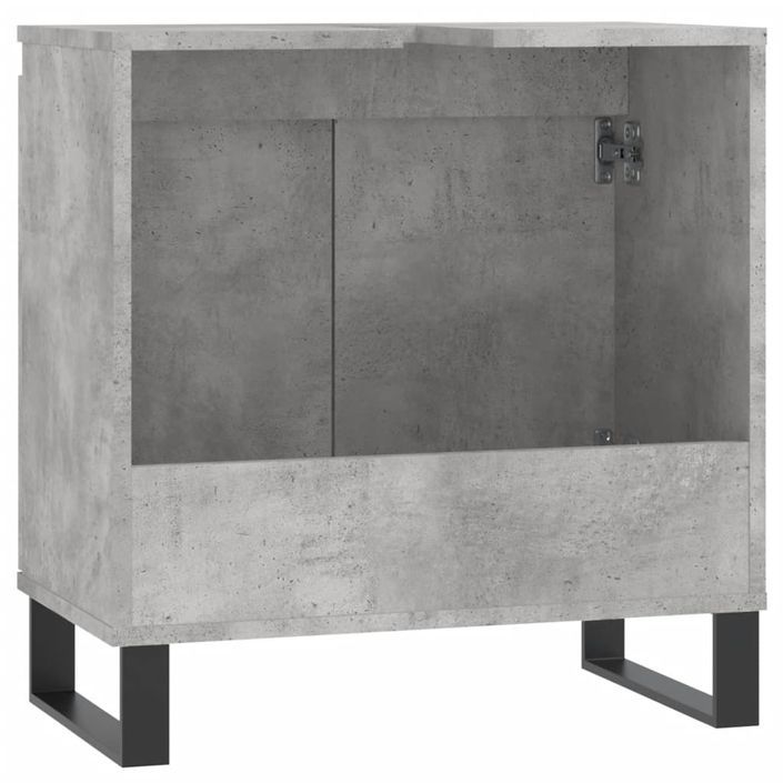 Armoire de bain gris béton 58x33x60 cm bois d'ingénierie - Photo n°7