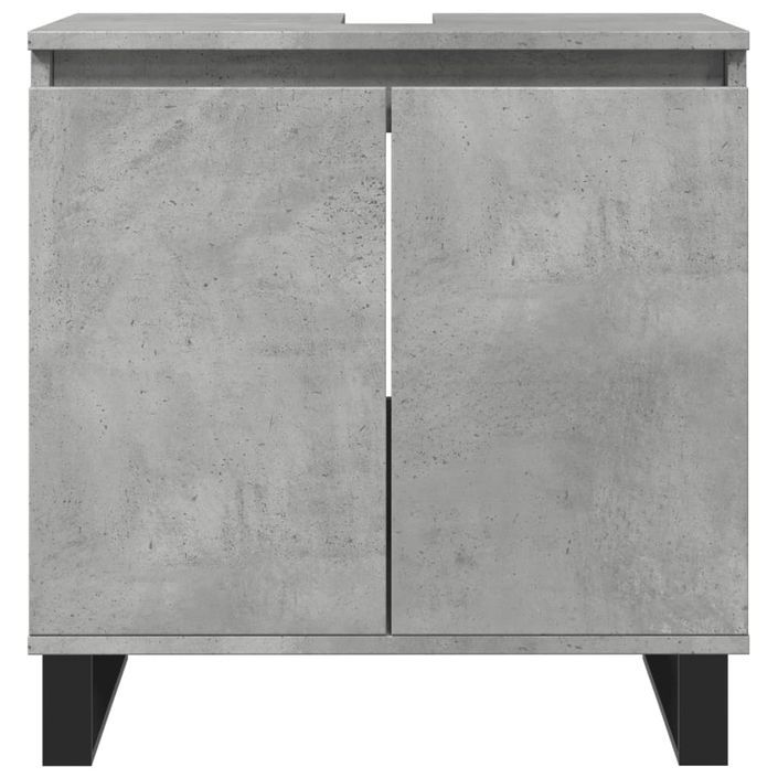 Armoire de bain gris béton 58x33x60 cm bois d'ingénierie - Photo n°4