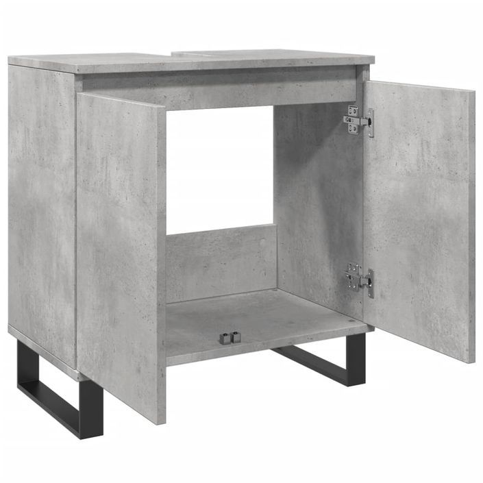 Armoire de bain gris béton 58x33x60 cm bois d'ingénierie - Photo n°7