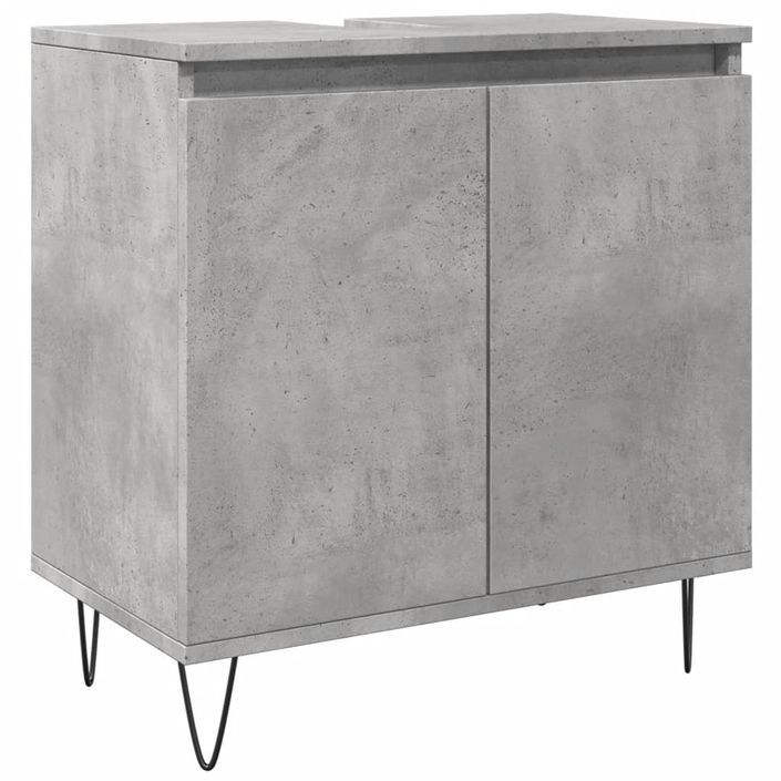 Armoire de bain gris béton 58x33x60 cm bois d'ingénierie - Photo n°2