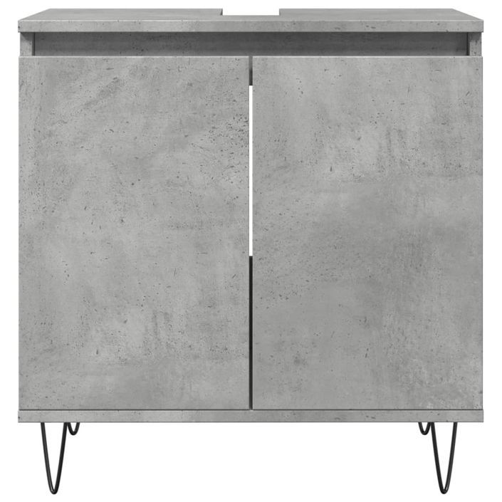 Armoire de bain gris béton 58x33x60 cm bois d'ingénierie - Photo n°4