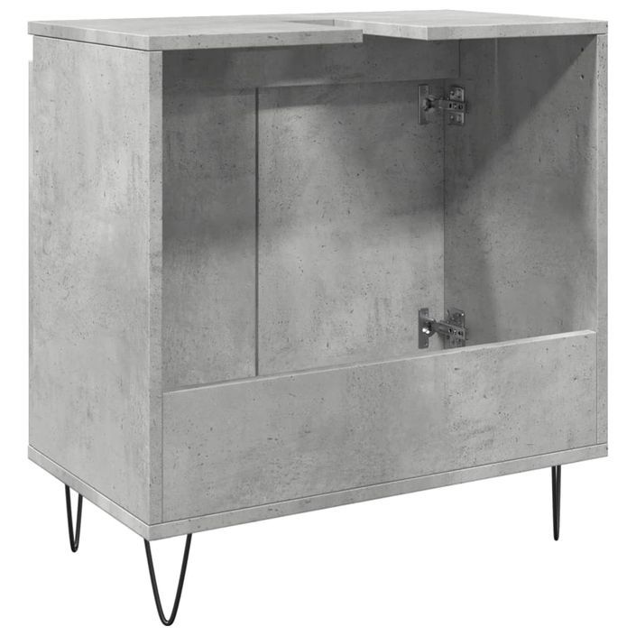 Armoire de bain gris béton 58x33x60 cm bois d'ingénierie - Photo n°6