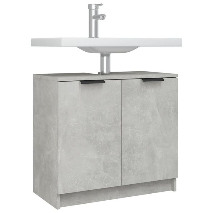 Armoire de bain Gris béton 64,5x33,5x59 cm Bois d'ingénierie - Photo n°5