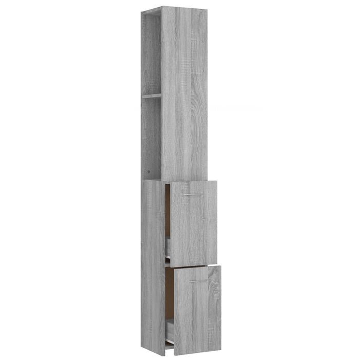 Armoire de bain sonoma gris 25x26,5x170 cm bois d'ingénierie - Photo n°7