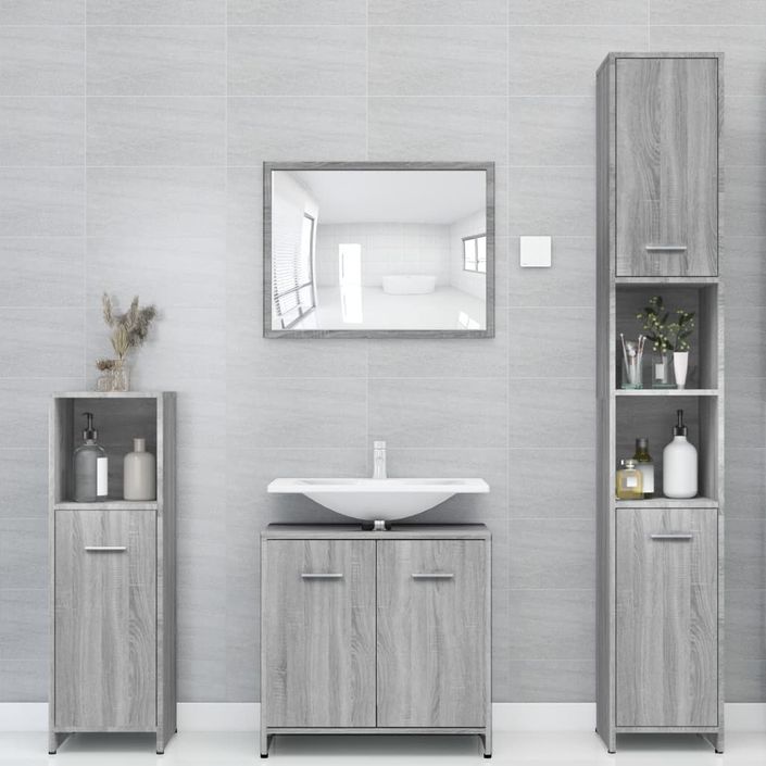 Armoire de bain Sonoma gris 30x30x183,5 cm Bois d'ingénierie - Photo n°2