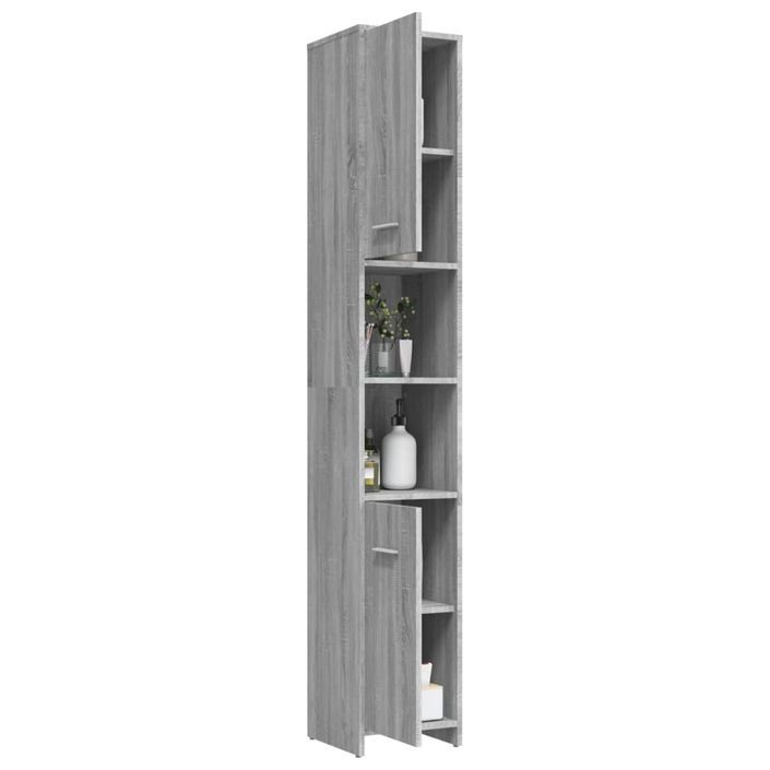 Armoire de bain Sonoma gris 30x30x183,5 cm Bois d'ingénierie - Photo n°8