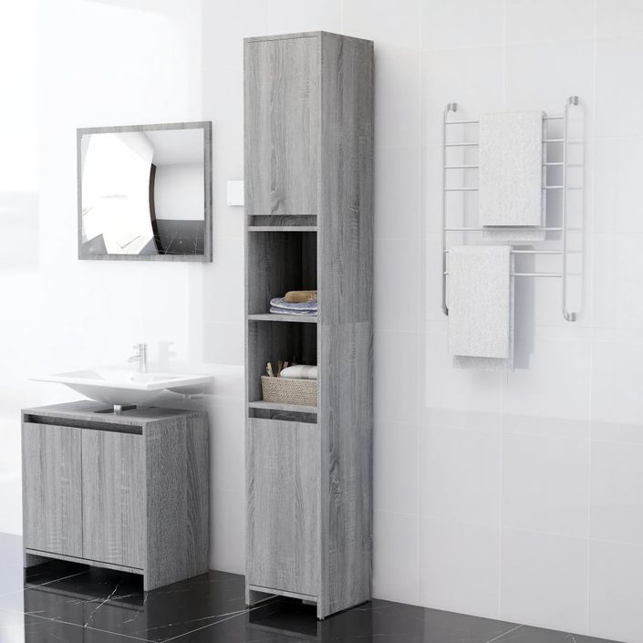 Armoire de bain Sonoma gris 30x30x183,5 cm Bois d'ingénierie - Photo n°1