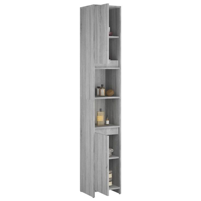 Armoire de bain Sonoma gris 30x30x183,5 cm Bois d'ingénierie - Photo n°4