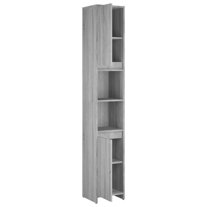 Armoire de bain Sonoma gris 30x30x183,5 cm Bois d'ingénierie - Photo n°5