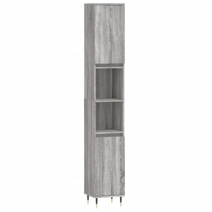 Armoire de bain sonoma gris 30x30x190 cm bois d'ingénierie - Photo n°1