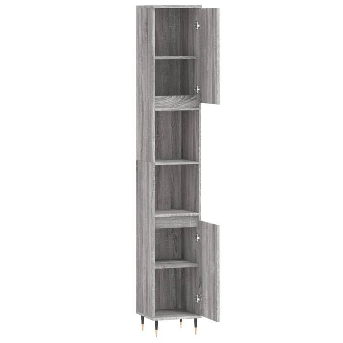 Armoire de bain sonoma gris 30x30x190 cm bois d'ingénierie - Photo n°6