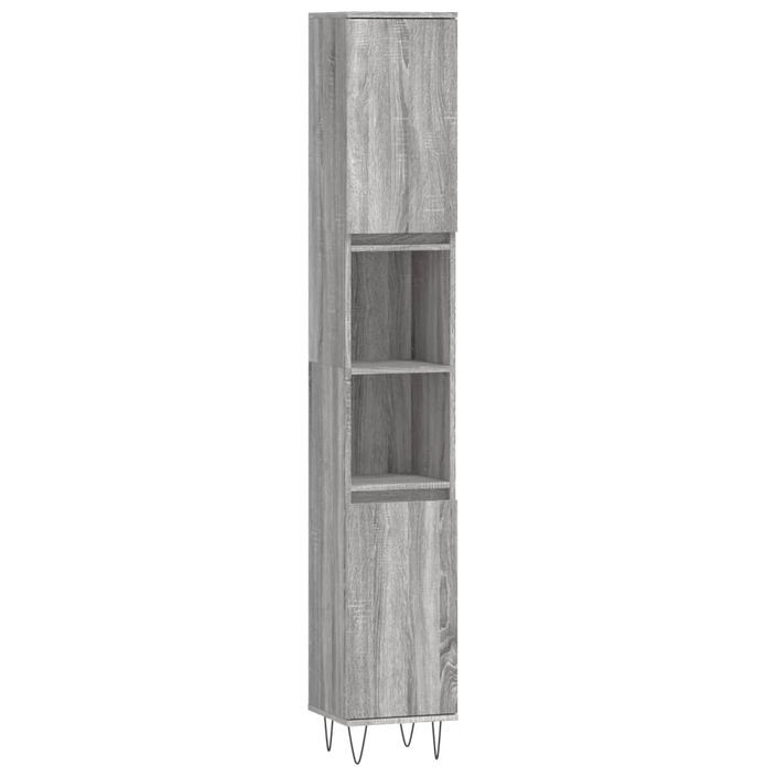 Armoire de bain sonoma gris 30x30x190 cm bois d'ingénierie - Photo n°2