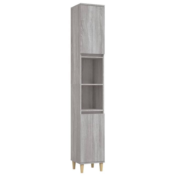 Armoire de bain sonoma gris 30x30x190 cm bois d'ingénierie - Photo n°1