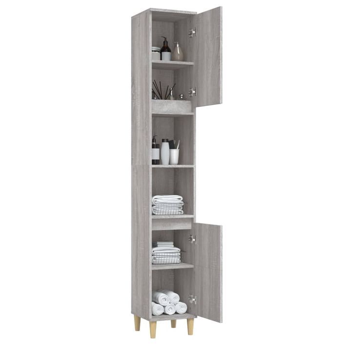 Armoire de bain sonoma gris 30x30x190 cm bois d'ingénierie - Photo n°5