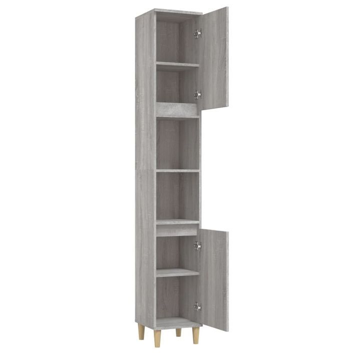 Armoire de bain sonoma gris 30x30x190 cm bois d'ingénierie - Photo n°7