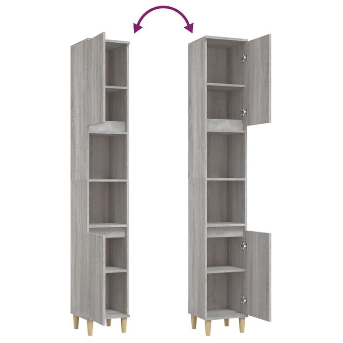 Armoire de bain sonoma gris 30x30x190 cm bois d'ingénierie - Photo n°9