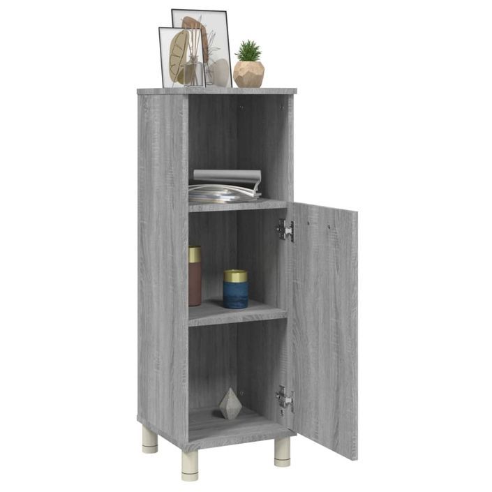 Armoire de bain Sonoma gris 30x30x95 cm Bois d'ingénierie - Photo n°5