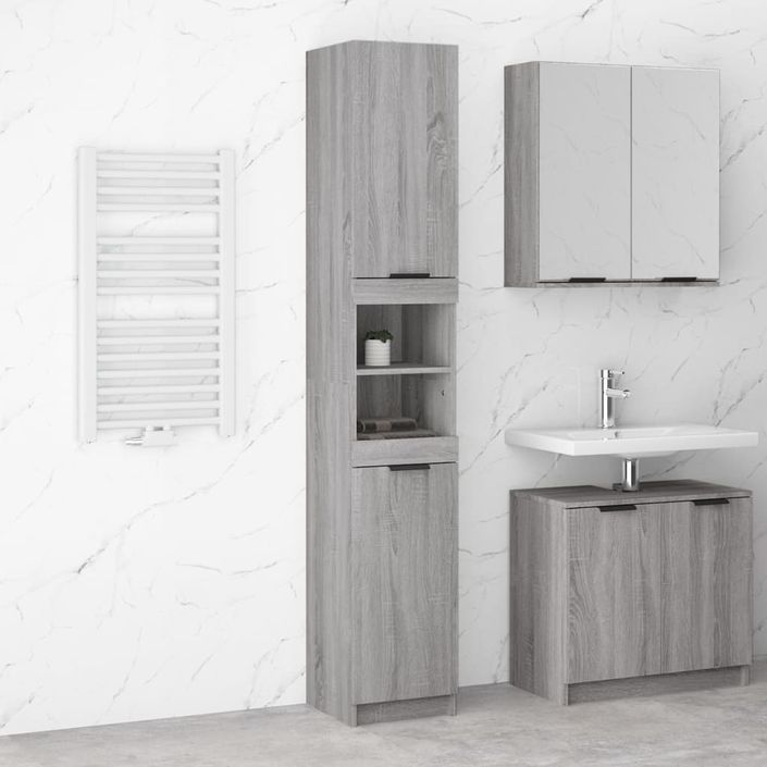 Armoire de bain Sonoma gris 32x34x188,5 cm Bois d'ingénierie - Photo n°1