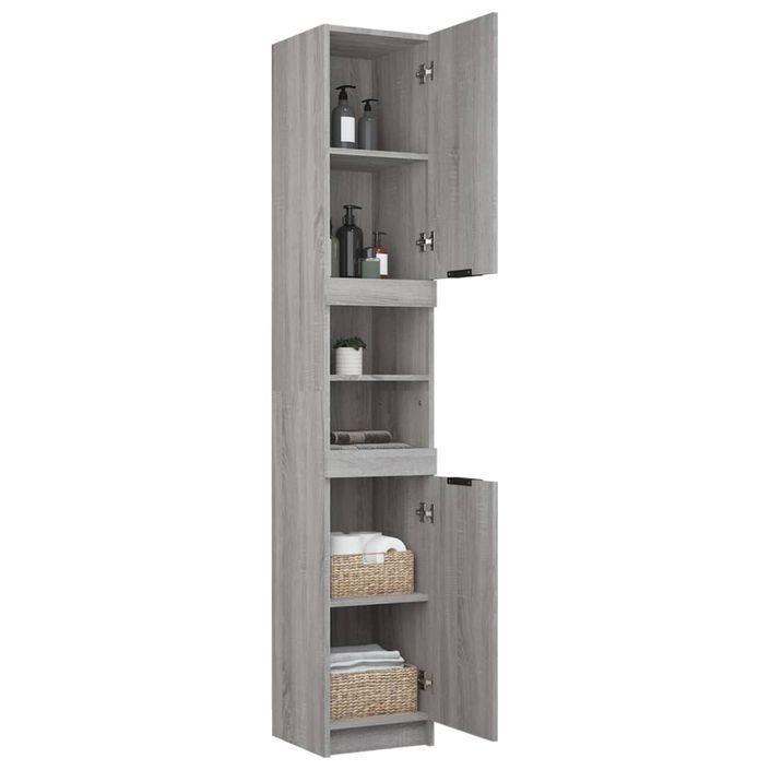 Armoire de bain Sonoma gris 32x34x188,5 cm Bois d'ingénierie - Photo n°6