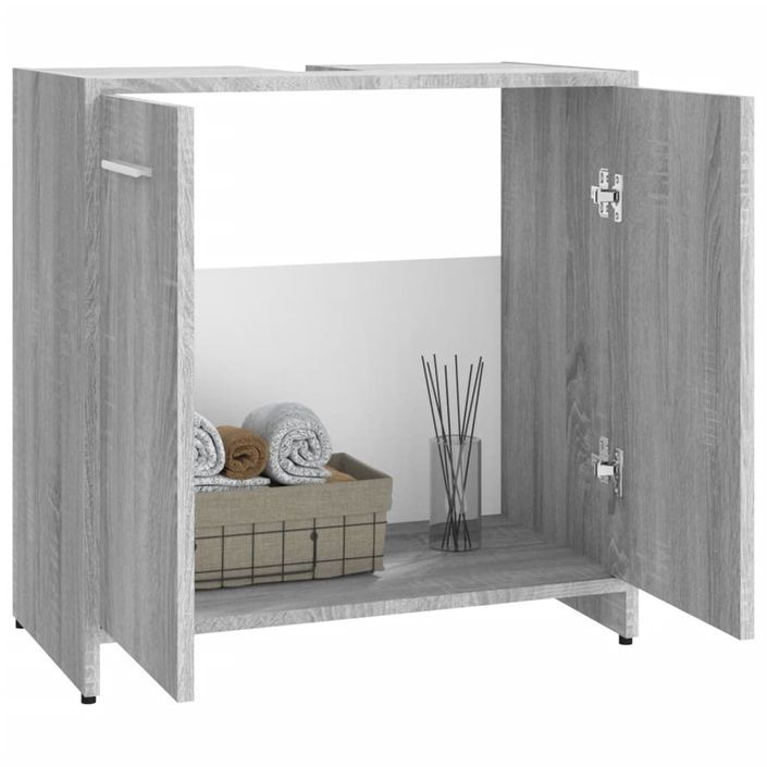 Armoire de bain Sonoma gris 60x33x60 cm Bois d'ingénierie - Photo n°4