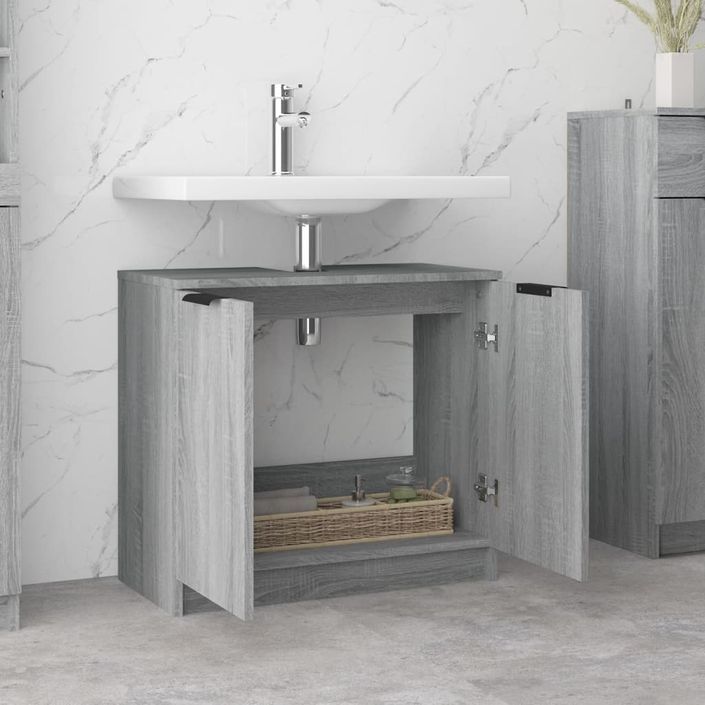 Armoire de bain Sonoma gris 64,5x33,5x59 cm Bois d'ingénierie - Photo n°4