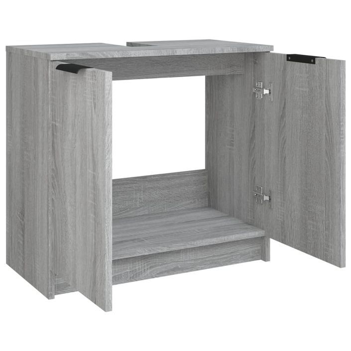 Armoire de bain Sonoma gris 64,5x33,5x59 cm Bois d'ingénierie - Photo n°9