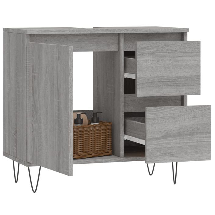 Armoire de bain sonoma gris 65x33x60 cm bois d'ingénierie - Photo n°3