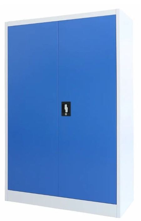 Armoire de bureau 2 portes 3 étagères métal gris et bleu Brook - Photo n°1