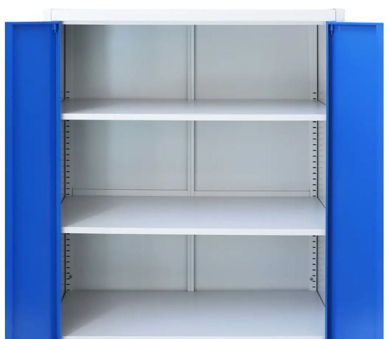 Armoire de bureau 2 portes 4 étagères métal gris et bleu Brook - Photo n°4