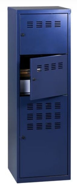 Armoire de bureau 3 portes métal bleu nuit nacré Pascal - Photo n°1