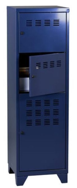 Armoire de bureau 3 portes métal bleu nuit nacré Pascal - Photo n°2